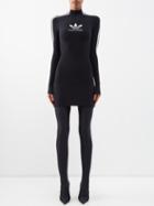 Balenciaga - X Adidas Three-stripe Rib-knit Mini Dress - Womens - Black White