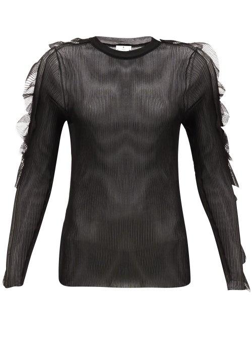 Matchesfashion.com Noir Kei Ninomiya - Ruffled Ribbed-jersey Top - Womens - Black