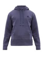 Matchesfashion.com Acne Studios - Logo Appliqu Cotton Hooded Sweatshirt - Mens - Blue
