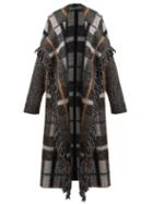 Matchesfashion.com Stella Mccartney - Fringed Checked Wool Coat - Womens - Grey Multi