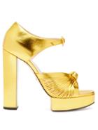 Matchesfashion.com Gucci - Crawford Knotted Metallic Leather Platform Sandals - Womens - Gold