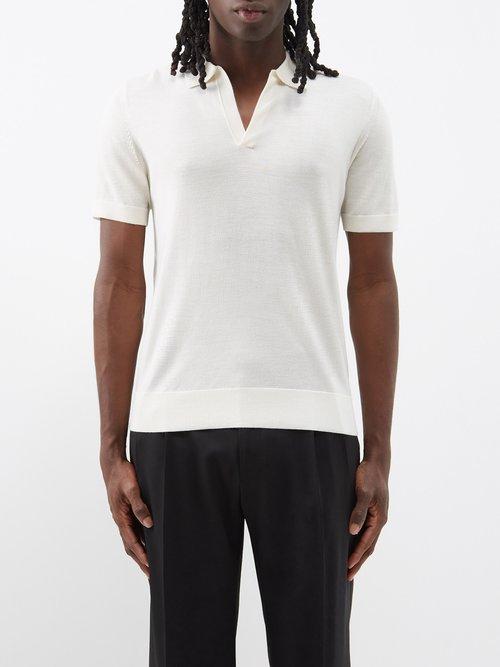 Nili Lotan - Carlo Merino-blend Polo Shirt - Mens - Cream