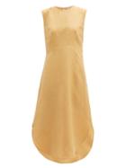 Matchesfashion.com Belize - Lila Buttoned Side Linen Midi Dress - Womens - Light Brown