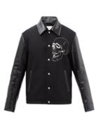 Alexander Mcqueen - Skeleton-embroidered Wool-felt And Leather Jacket - Mens - Black White