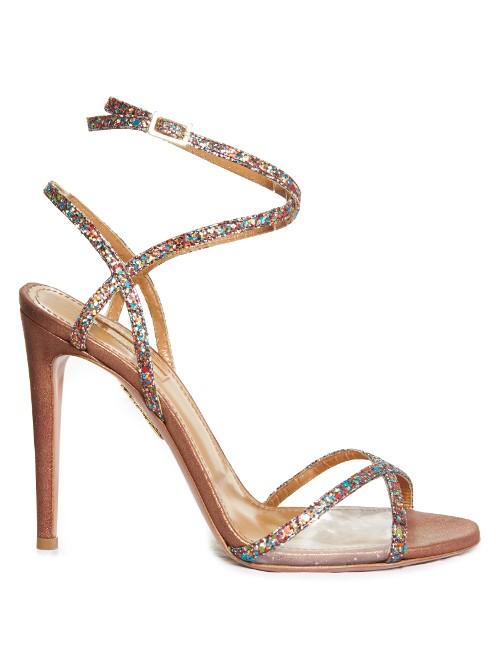 Aquazzura Leila Glitter And Leather Sandals