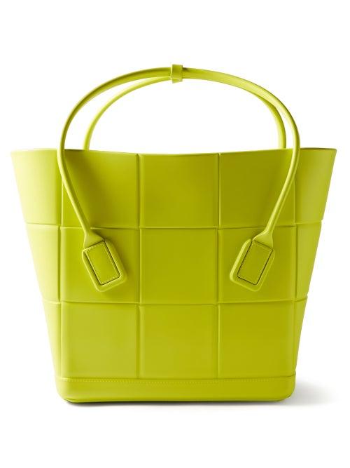 Bottega Veneta - Arco Intrecciato-effect Rubber Tote Bag - Womens - Yellow