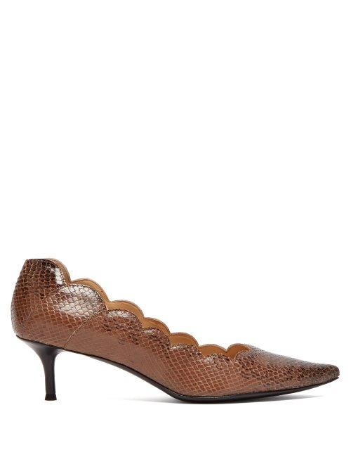 Matchesfashion.com Chlo - Lauren Python Effect Leather Pumps - Womens - Black Nude