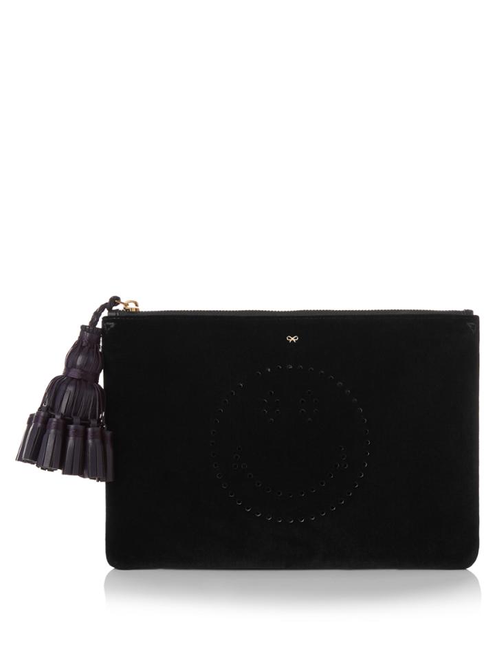 Anya Hindmarch Smiley Georgiana Velvet Clutch