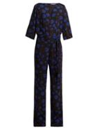 Matchesfashion.com Diane Von Furstenberg - Gwynne Dragon Berry Print Jumpsuit - Womens - Black Print