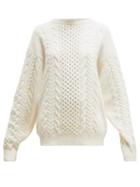 Matchesfashion.com Ann Demeulemeester - Canber Cable Knitted Wool Sweater - Womens - Cream
