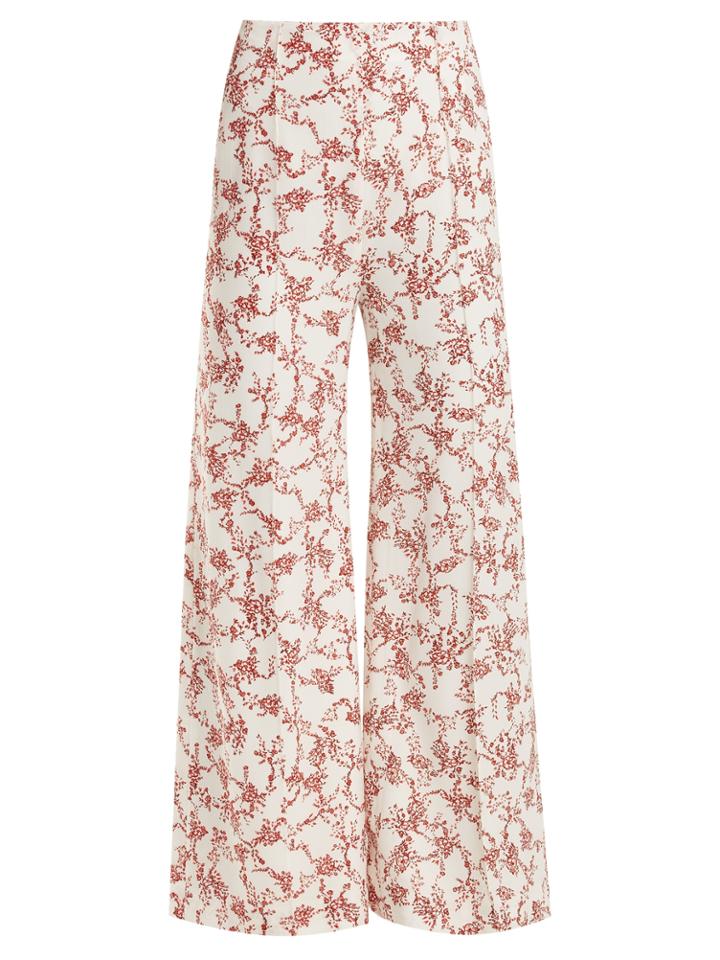 Emilia Wickstead Hullinie Floral-print Crepe Trousers