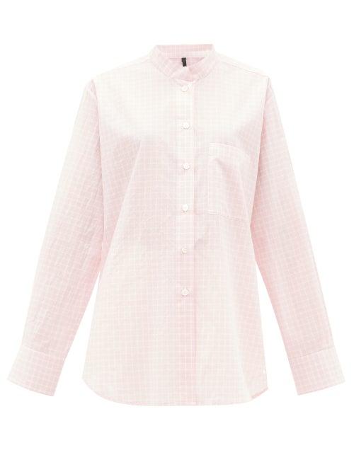 Matchesfashion.com Sara Lanzi - Graph-checked Tumbled Cotton-poplin Shirt - Womens - Light Pink