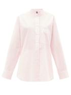 Matchesfashion.com Sara Lanzi - Graph-checked Tumbled Cotton-poplin Shirt - Womens - Light Pink