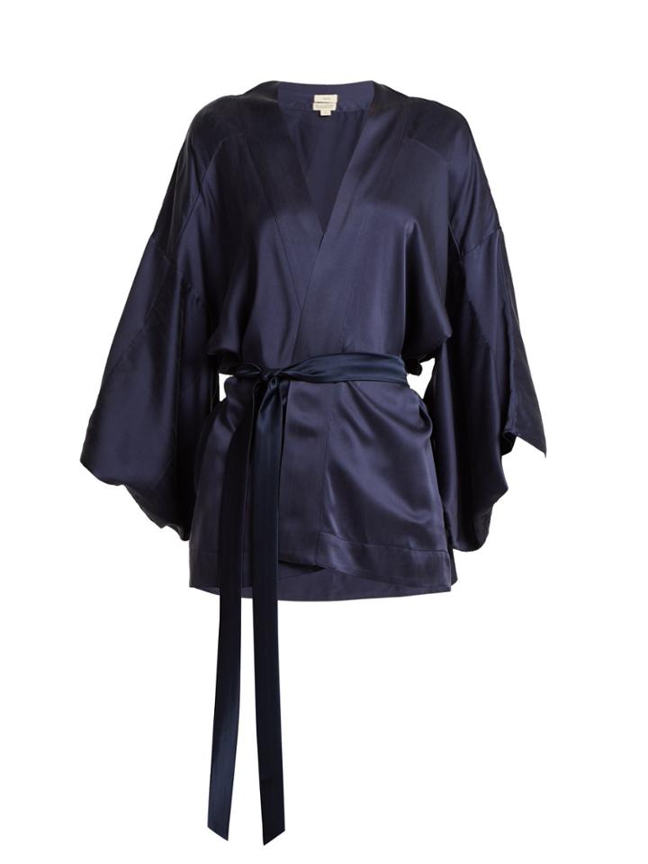 Chufy Kimono-sleeved Tie-waist Silk Blouse