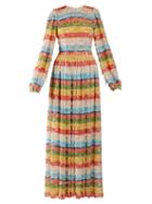 Matchesfashion.com Dolce & Gabbana - Fringe Trimmed Striped Gown - Womens - Multi