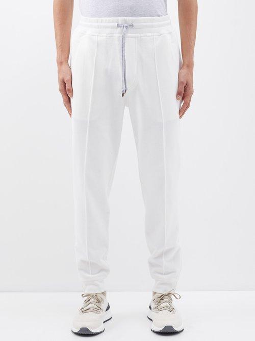 Brunello Cucinelli - Raised-seam Cotton-blend Track Pants - Mens - White
