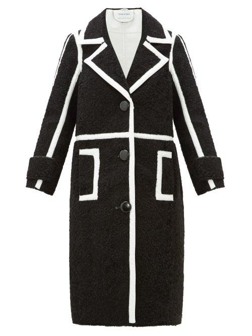 Matchesfashion.com Stand Studio - Kenzie Patent Edged Faux Shearling Coat - Womens - Black