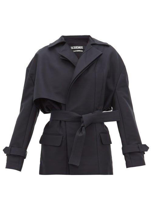 Matchesfashion.com Jacquemus - Carini Asymmetrical Storm Flap Trench Jacket - Womens - Navy