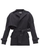 Matchesfashion.com Jacquemus - Carini Asymmetrical Storm Flap Trench Jacket - Womens - Navy