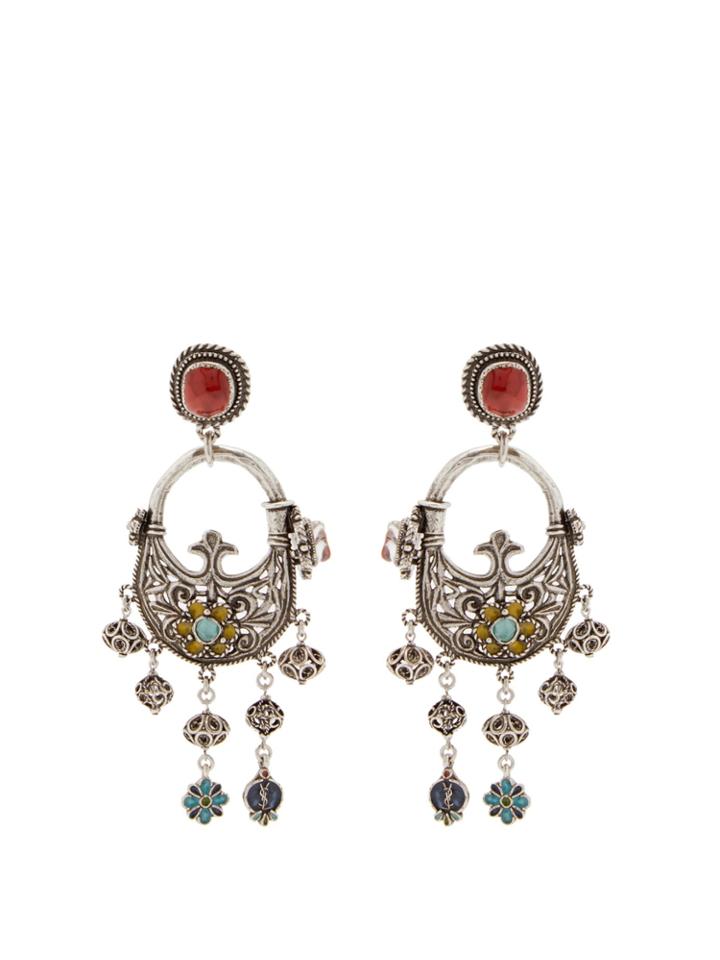 Saint Laurent Floral-embellished Clip-on Earrings