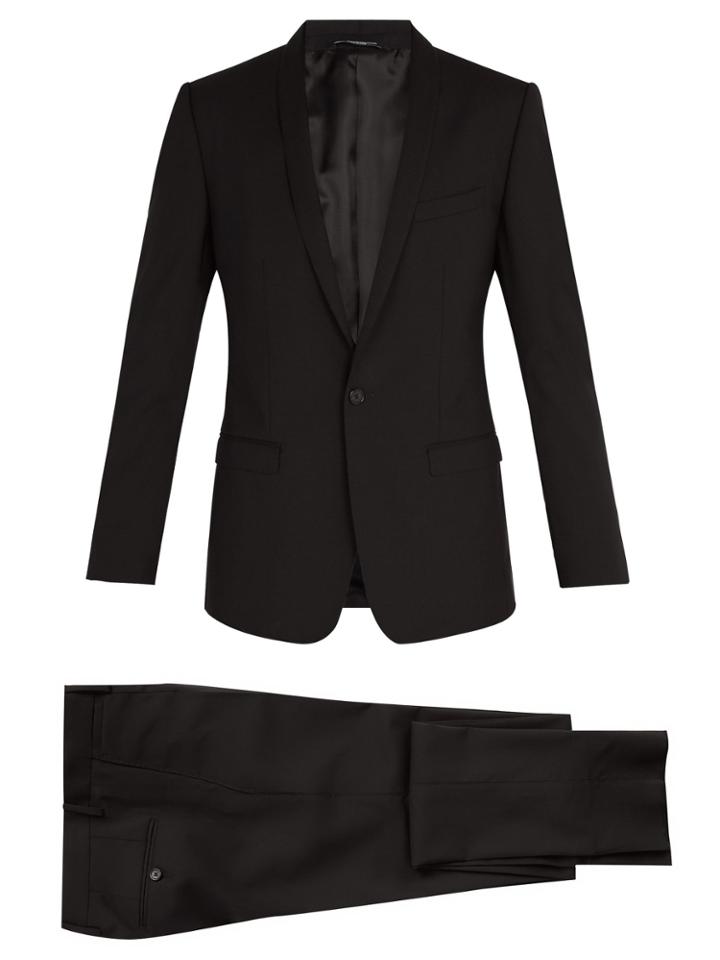 Dolce & Gabbana Gold-fit Shawl Lapel Stretch-wool Suit