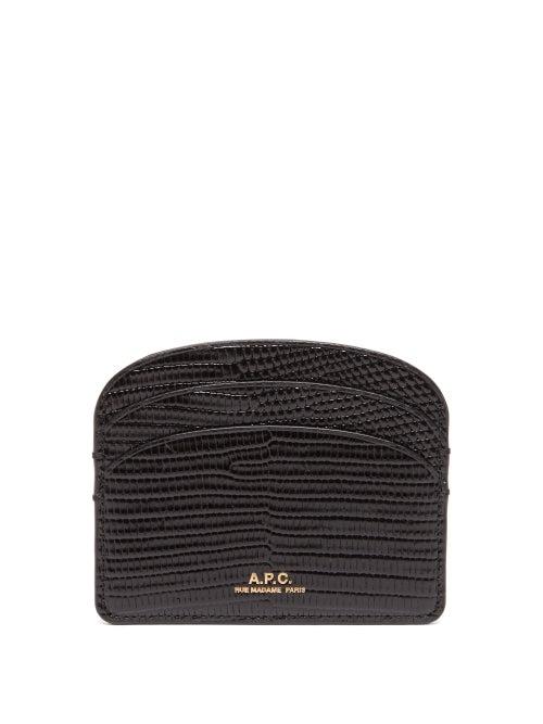 A.p.c. - Half Moon Lizard-effect Patent-leather Cardholder - Womens - Black
