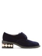 Nicholas Kirkwood Casati Pearl-heeled Velvet Derby Shoes