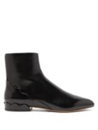 Matchesfashion.com Chlo - Laurena Scalloped Leather Ankle Boots - Womens - Black