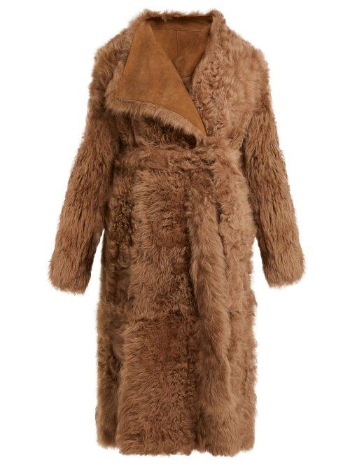 Matchesfashion.com Yves Salomon - Wrap Front Shearling Coat - Womens - Light Brown