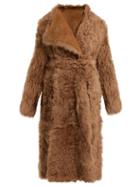 Matchesfashion.com Yves Salomon - Wrap Front Shearling Coat - Womens - Light Brown
