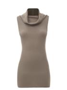 Matchesfashion.com Rick Owens - Sleeveless Cowl-neck Ribbed Wool Top - Womens - Grey