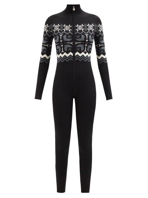 Perfect Moment - Fair Isle Merino Base-layer Jumpsuit - Womens - Black