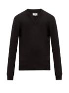 Matchesfashion.com Maison Margiela - Elbow Patch Wool Blend Sweater - Mens - Black