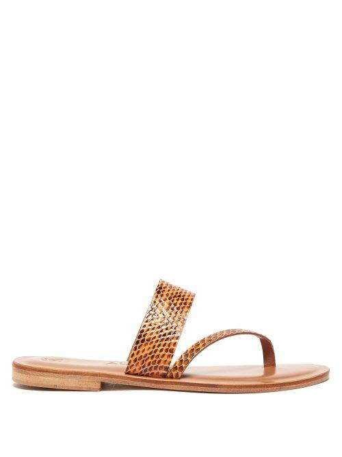 Matchesfashion.com Lvaro - Alberta Snakeskin Slides - Womens - Orange
