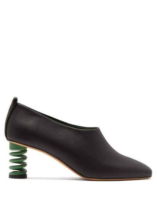 Matchesfashion.com Gray Matters - Molla Spring Heel Leather Pumps - Womens - Black Green
