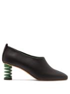 Matchesfashion.com Gray Matters - Molla Spring Heel Leather Pumps - Womens - Black Green