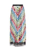 Gucci - Chevron-sequinned Chantilly-lace Midi Skirt - Womens - Black