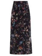Erdem - Victorine Flared Floral-print Denim Skirt - Womens - Black