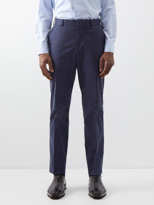 Brioni - Pienza Cotton-blend Gabardine Trousers - Mens - Navy