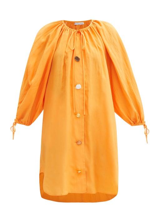 Rejina Pyo - Scout Puffed-sleeve Crinkled-satin Dress - Womens - Orange