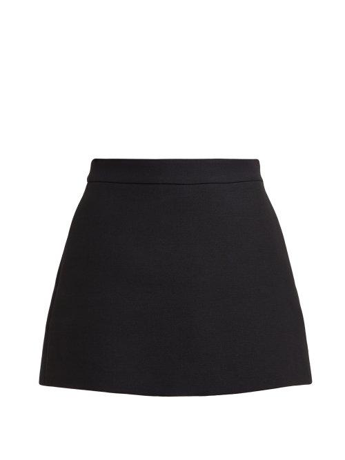 Matchesfashion.com Valentino - Virgin Wool Blend Twill Skort - Womens - Black
