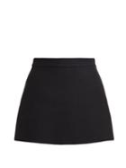 Matchesfashion.com Valentino - Virgin Wool Blend Twill Skort - Womens - Black