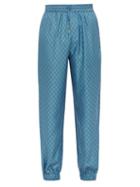 Matchesfashion.com All At Sea - Anchor Print Silk Trousers - Mens - Blue
