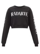 Rodarte - Radarte-print Cropped Jersey Sweatshirt - Womens - Black