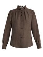 Isabel Marant Étoile Melphine Ruffled-collar Twill Blouse