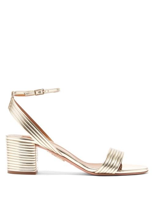 Matchesfashion.com Aquazzura - Sundance 50 Leather Sandals - Womens - Gold
