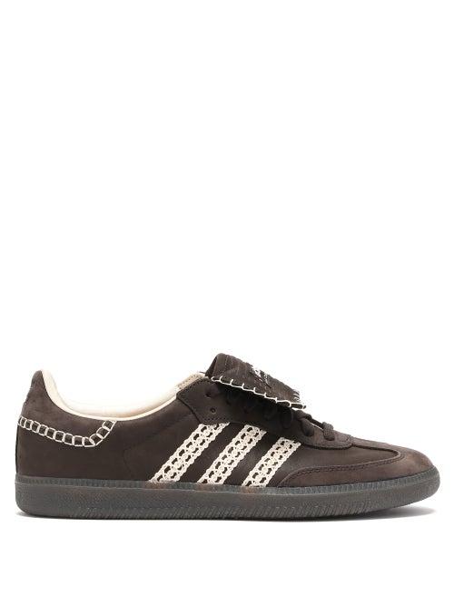 Matchesfashion.com Adidas X Wales Bonner - Samba Crochet Three-stripes Leather Trainers - Mens - Black