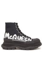 Alexander Mcqueen - Tread Slick Graffiti-logo High-top Canvas Boots - Womens - Black