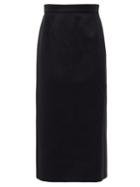 Matchesfashion.com Alexander Mcqueen - Lace-back High-rise Twill Skirt - Womens - Black