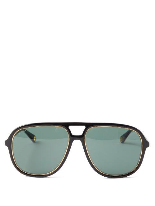 Gucci - Aviator Acetate Sunglasses - Womens - Black